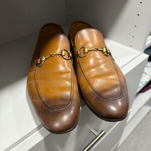 Gucci Tan and Brown Leather Loafers